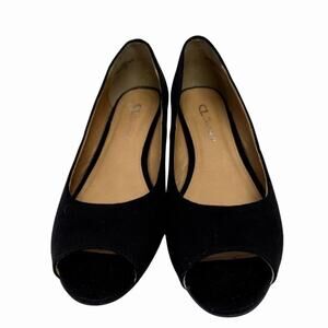 CL by Chinese‎ Laundry Women's Black Peep Toe Wedge Heels Size 8.5